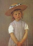 Mary Cassatt The gril wearing the strawhat USA oil painting artist